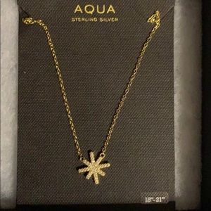 Aqua 18K gold plated sterling silver star necklace